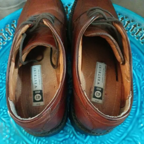 Men's Westbury Classic Style At C&amp;A Italy Oxford Brown Lace Up Dress Shoes Sz 43