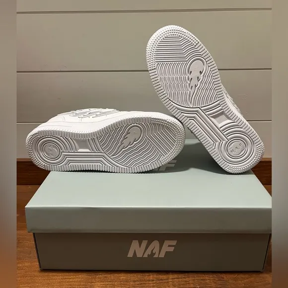 Men’s White Nike Air Force Ones AF1 NAF Sneaker Shoes Collectible Streetwear 7.5