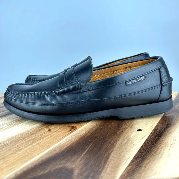 Mephisto Loafers Spinnaker Loafers Mens 11 Black Leather Slip On Shoes