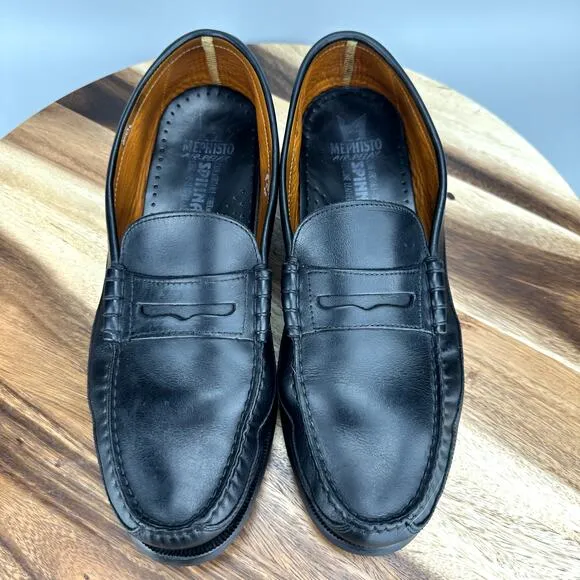Mephisto Loafers Spinnaker Loafers Mens 11 Black Leather Slip On Shoes