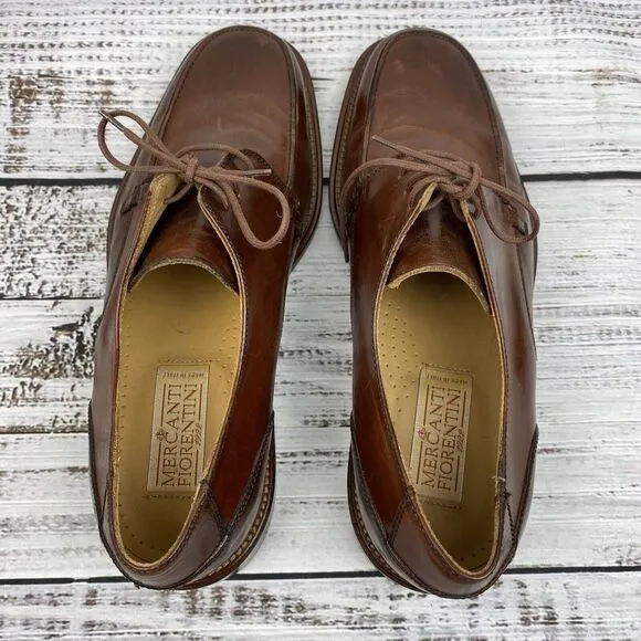 Mercanti Fiorentini‎ Brown Leather Lace Up Oxford Dress Shoes Men's 12 M Italy