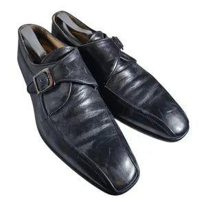 MERCANTI FLORENTI Men's Monk Strap Oxfords Black Leather Made In Italy Size 10.5