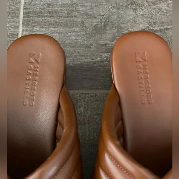 Mercedes Castillo Veronica Criss Cross Leather Platform Sandals Brown 37 7