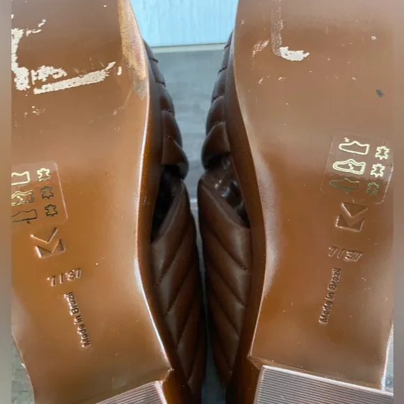 Mercedes Castillo Veronica Criss Cross Leather Platform Sandals Brown 37 7