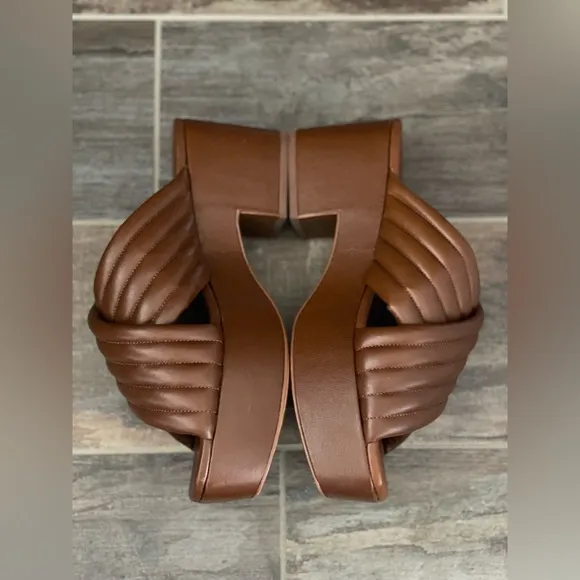 Mercedes Castillo Veronica Criss Cross Leather Platform Sandals Brown 37 7
