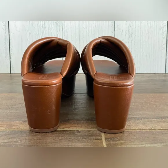 Mercedes Castillo Veronica Criss Cross Leather Platform Sandals Brown 37 7