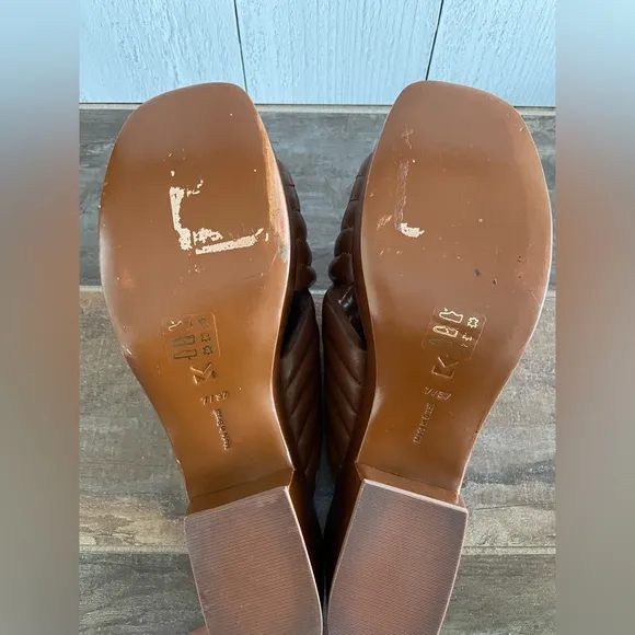 Mercedes Castillo Veronica Criss Cross Leather Platform Sandals Brown 37 7