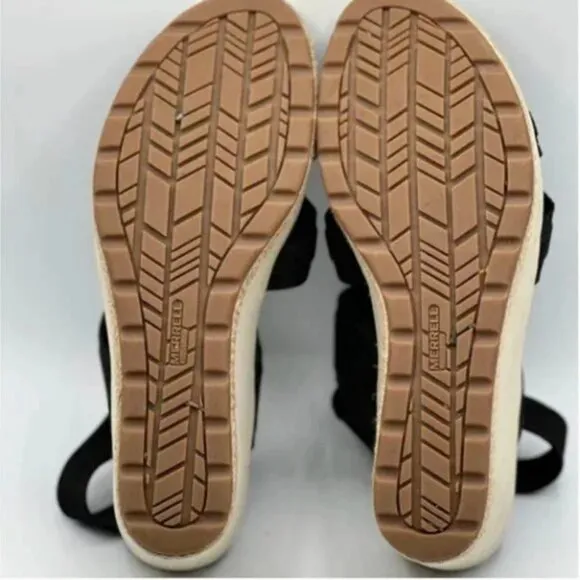 Merrell Black Kaiteri Wedge Strap Espadrille Sandals Size 11