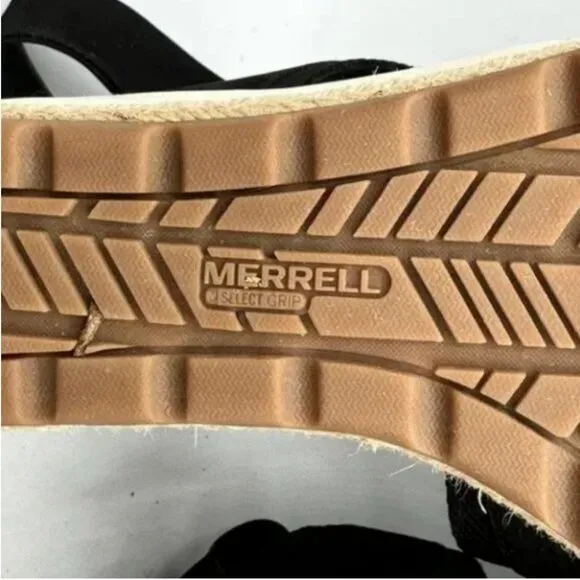 Merrell Black Kaiteri Wedge Strap Espadrille Sandals Size 11