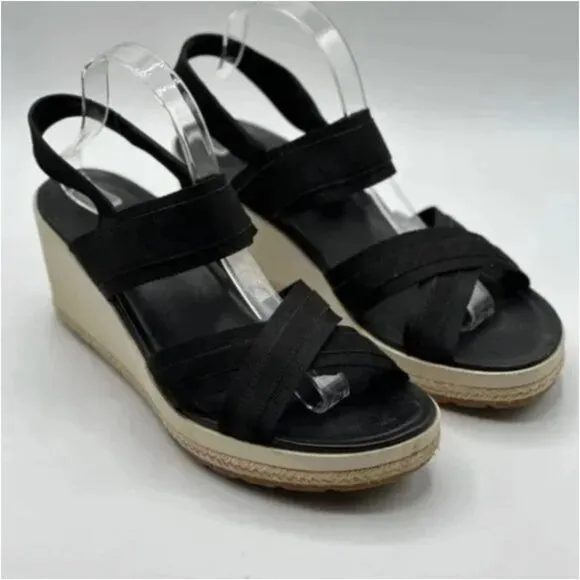 Merrell Black Kaiteri Wedge Strap Espadrille Sandals Size 11