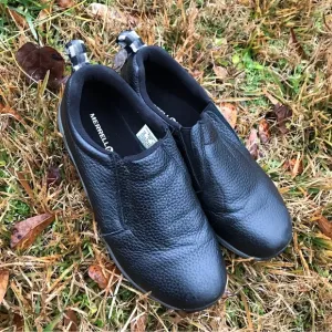 Merrell KID's Jungle Moc Nubuck Slip-On Shoe, Black Leather Size US 6 M