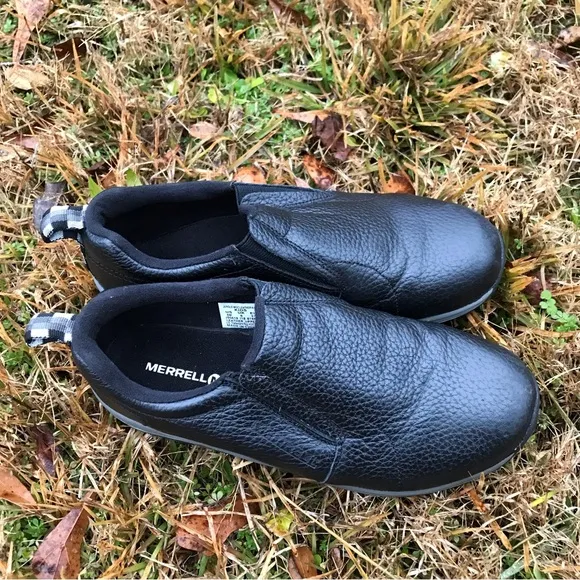 Merrell KID's Jungle Moc Nubuck Slip-On Shoe, Black Leather Size US 6 M