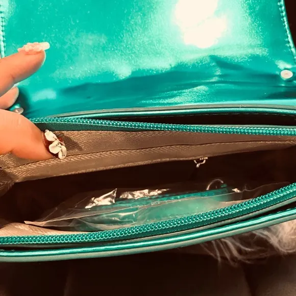 Metallic Green High Heels with Matching Motorcycle Crossbody Bag - US9 EU40