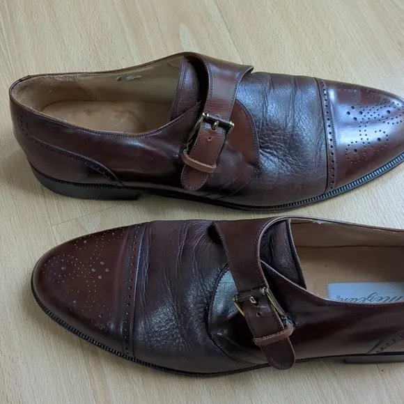 Mezlan Athens Leather Dress Shoes Monk Strap Mens 11 M Brown