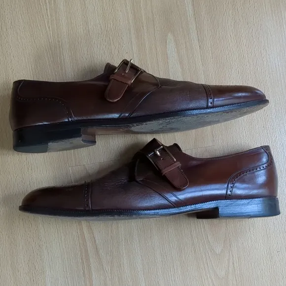 Mezlan Athens Leather Dress Shoes Monk Strap Mens 11 M Brown