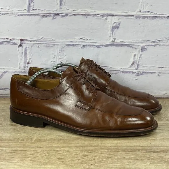 Mezlan Fiore Brown Leather Dress Shoes Men's 11 Oxford Split Toe Lace Up Derby