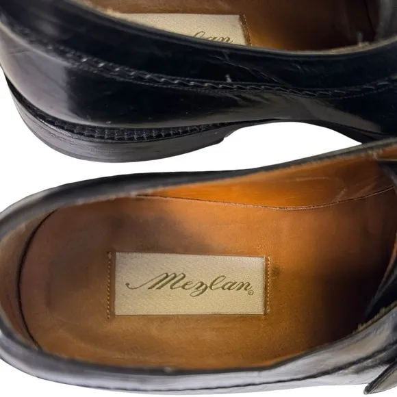 Mezlan Men's Istanbul Black Leather Monk Strap Gold Buckle Dress Shoes Size 11