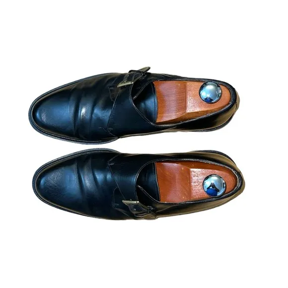 Mezlan Men’s Tortosa Monk Strap Leather Dress Black Oxford Shoes Size 10.5 Spain