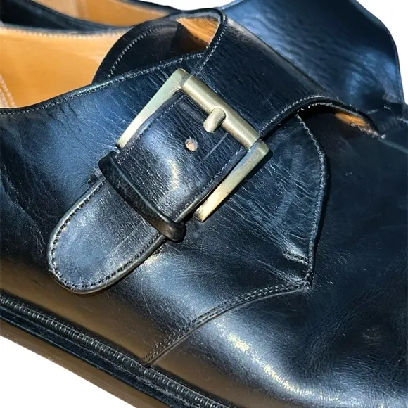 Mezlan Men’s Tortosa Monk Strap Leather Dress Black Oxford Shoes Size 10.5 Spain