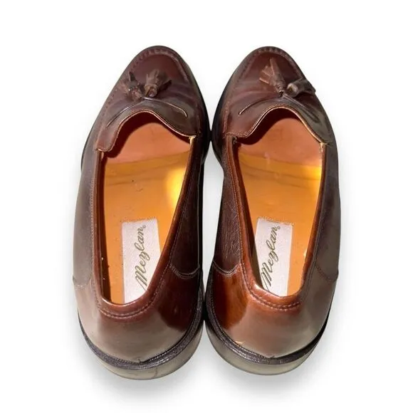 Mezlan Plano Brown Leather Tassel Loafers Shoes Size 8