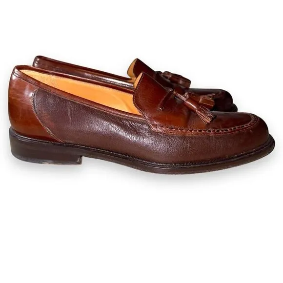 Mezlan Plano Brown Leather Tassel Loafers Shoes Size 8