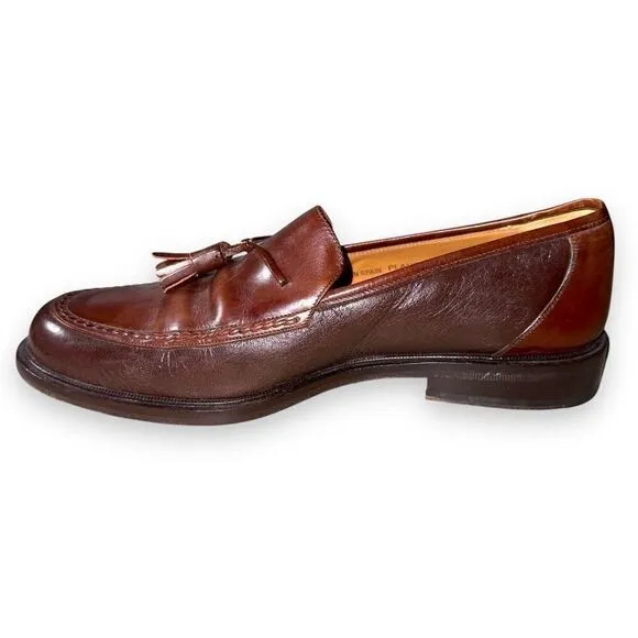 Mezlan Plano Brown Leather Tassel Loafers Shoes Size 8