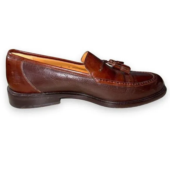 Mezlan Plano Brown Leather Tassel Loafers Shoes Size 8