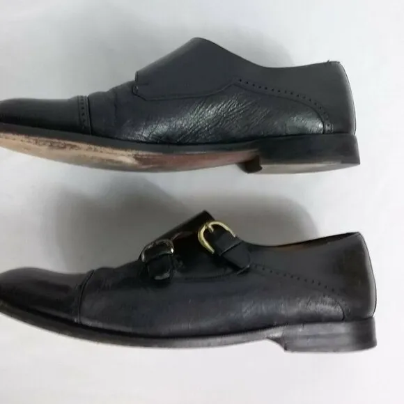 Mezlan Portifino Men Black Dbl. Monk Strap Cap Toe Dress Shoes Spain Size 9M GUC