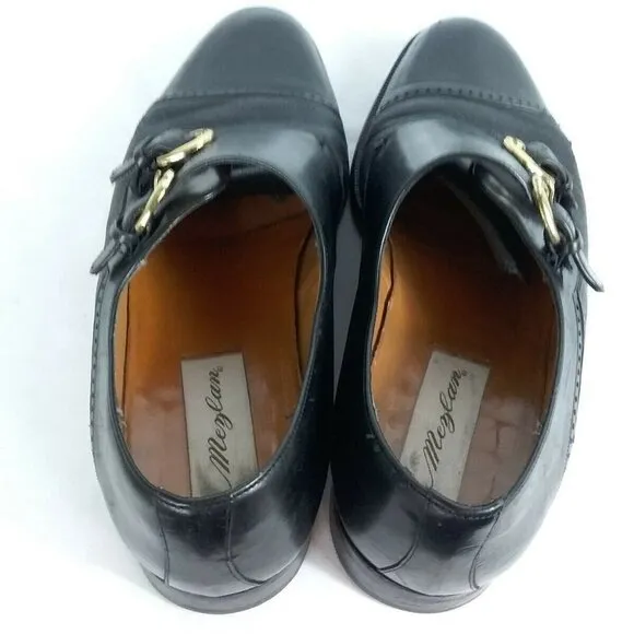 Mezlan Portifino Men Black Dbl. Monk Strap Cap Toe Dress Shoes Spain Size 9M GUC