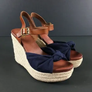 MIA Lorryan Espadrille Knotted Toe Wedge Heel Sandals Blue Size 10 New No Box