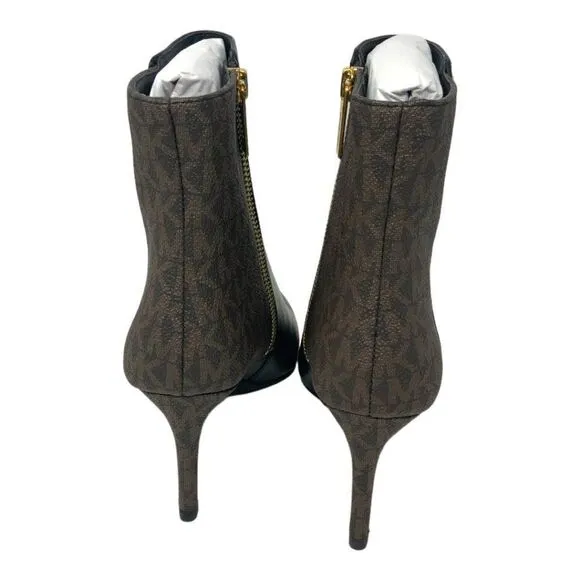 Michael Kors Alina Flex Leather Logo Ankle Boot Black Size 6 NWT $175 MSRP