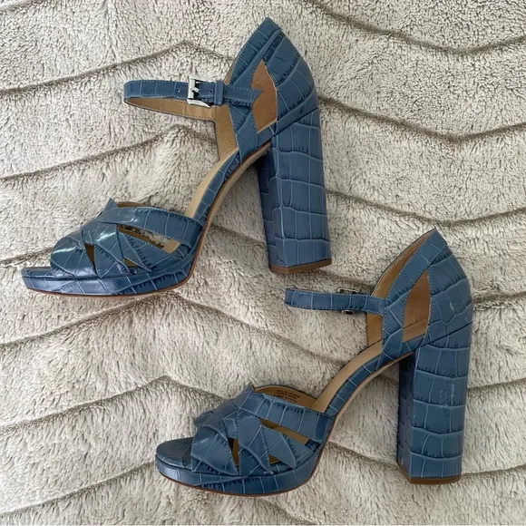 Michael Kors Annaliese Embossed Leather Platform Sandal