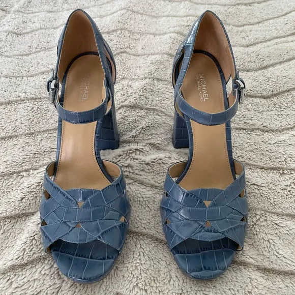Michael Kors Annaliese Embossed Leather Platform Sandal