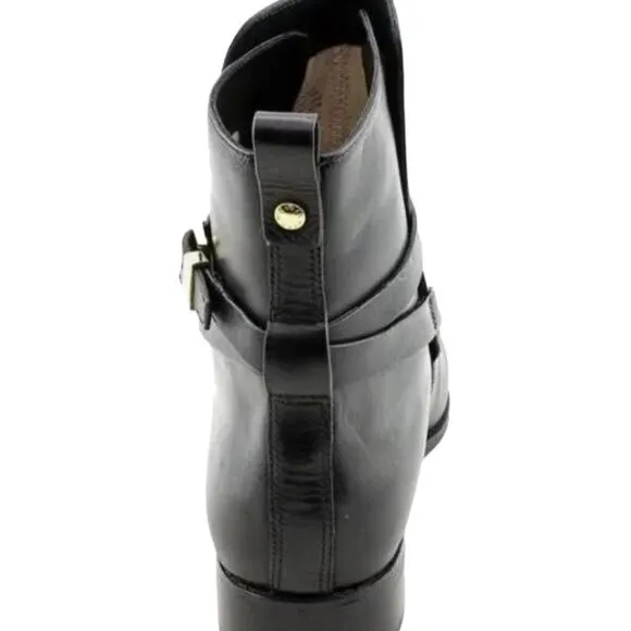 Michael Kors Arley black gold Hardware Leather Ankle Boots