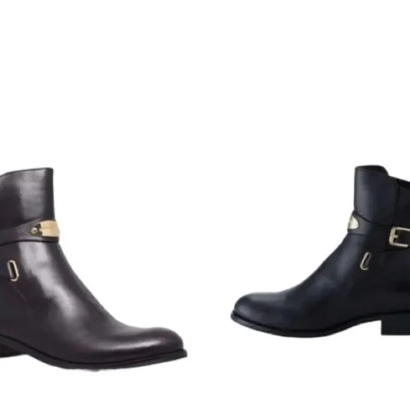 Michael Kors Arley black gold Hardware Leather Ankle Boots