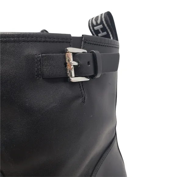 Michael Kors Black Leather Ankle Boots Booties Size 6 Side Zipper Low Heel NEW