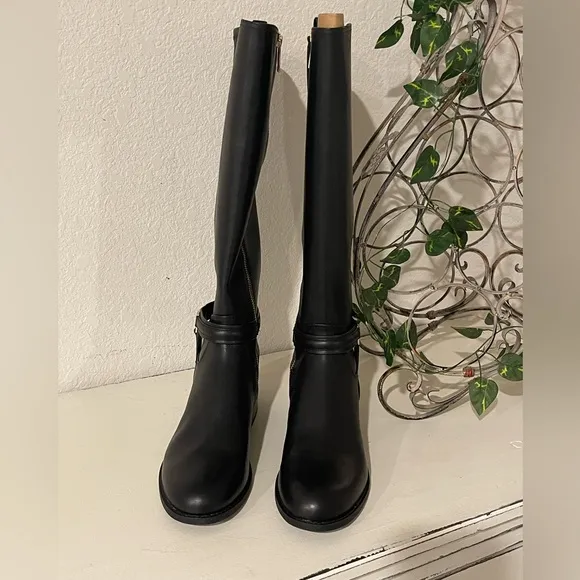 Michael Kors Black Wide Calf Boots Sleek Leather