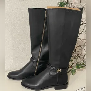 Michael Kors Black Wide Calf Boots Sleek Leather