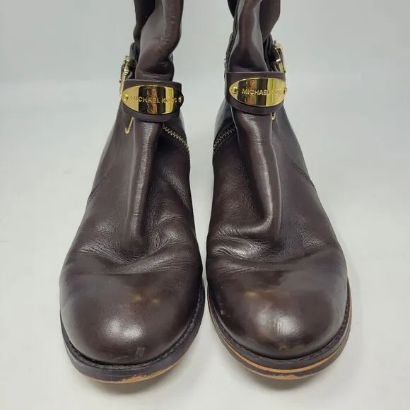 Michael Kors Boots Womens 7.5 Brown Leather Arley Tall Riding