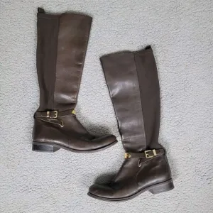 Michael Kors Boots Womens 7.5 Brown Leather Arley Tall Riding