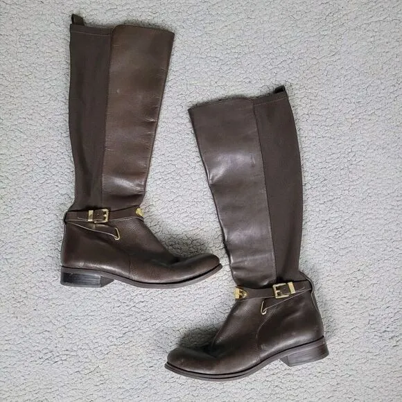Michael Kors Boots Womens 7.5 Brown Leather Arley Tall Riding