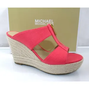Michael Kors Bradley Mule Espadrille Platform Wedge Sandal Geranium Size 7.5