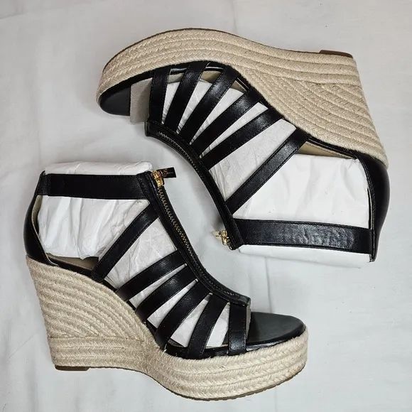 Michael Kors Bradley Zip Espadrille Platform Wedge Sandals