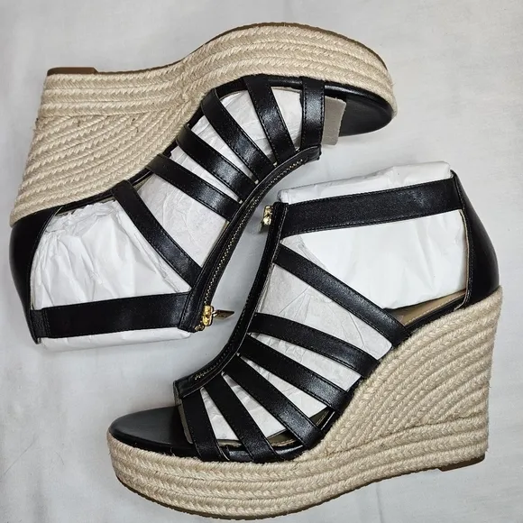 Michael Kors Bradley Zip Espadrille Platform Wedge Sandals