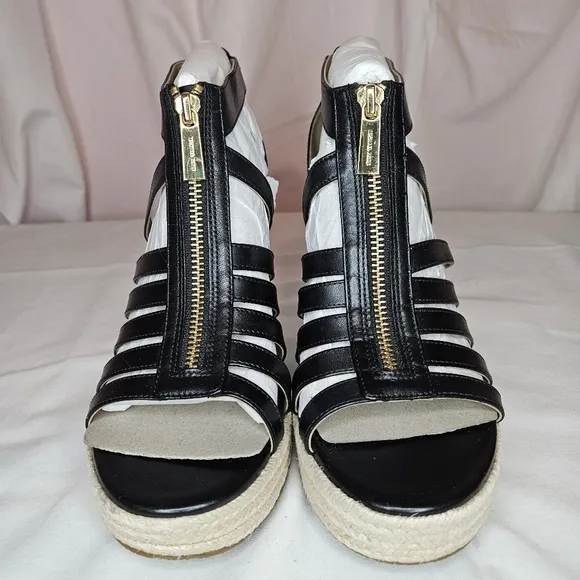 Michael Kors Bradley Zip Espadrille Platform Wedge Sandals
