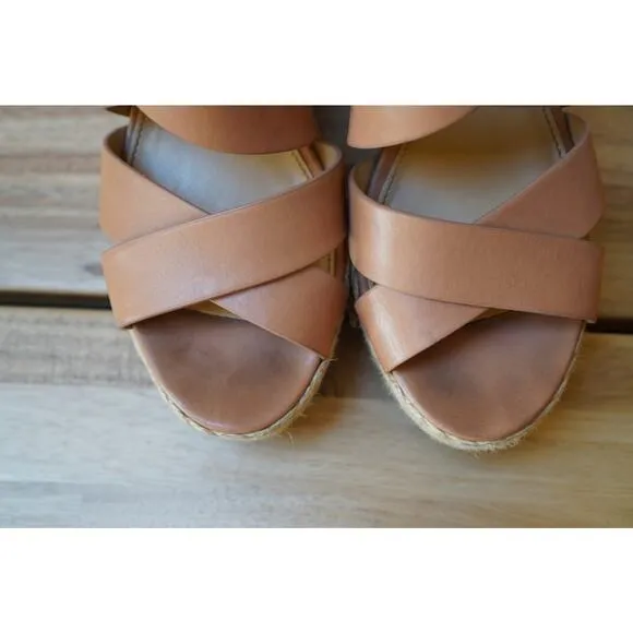 Michael Kors Celia Espadrille Wedge Buckle Platform Sandals Size 7