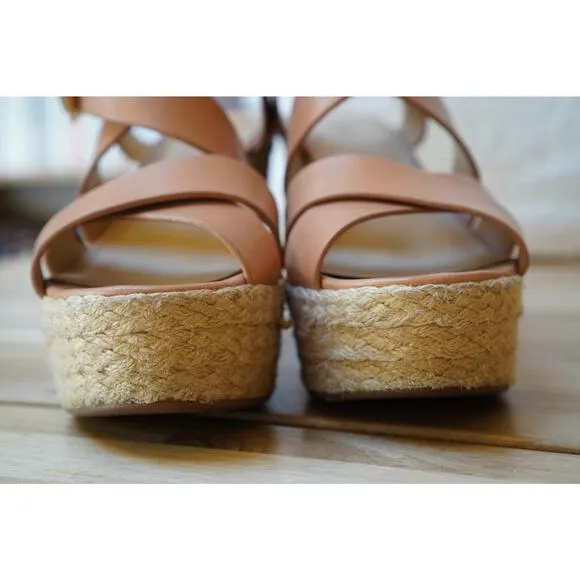 Michael Kors Celia Espadrille Wedge Buckle Platform Sandals Size 7