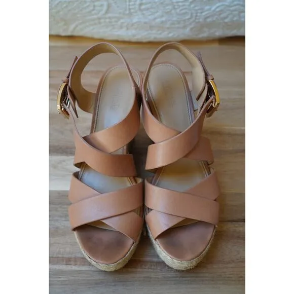 Michael Kors Celia Espadrille Wedge Buckle Platform Sandals Size 7