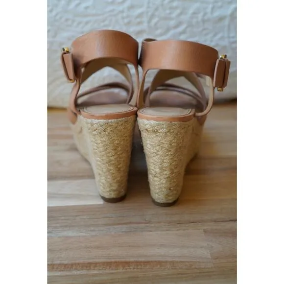 Michael Kors Celia Espadrille Wedge Buckle Platform Sandals Size 7