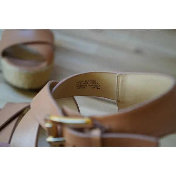 Michael Kors Celia Espadrille Wedge Buckle Platform Sandals Size 7